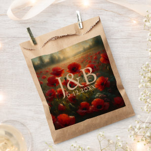 Sacolinha Casamento Floral Personalizado de Poppies Vermelho