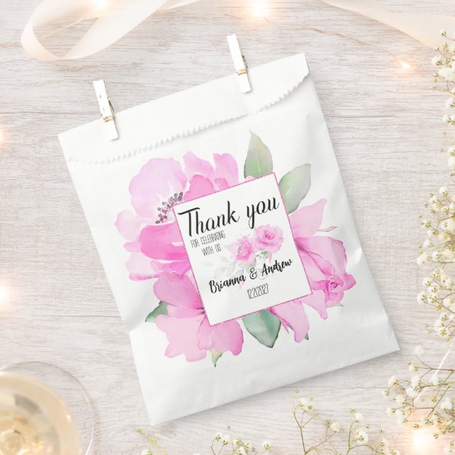 Sacolinha Casamento Floral Personalizado Obrigado Presentes  (Cortado)