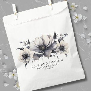 Sacolinha Casamento Floral Preto Branco Moderno e Elegante