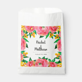 Sacolinha Casamento Floral, Rosa e Amarelo, Napkins