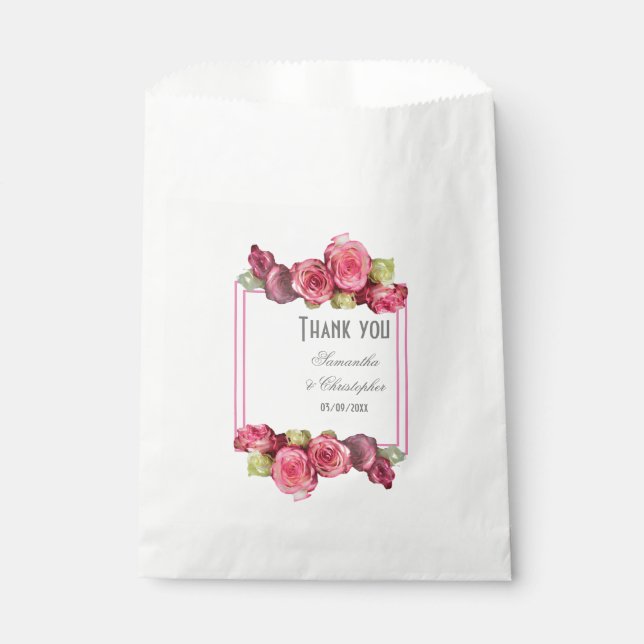 Sacolinha Casamento floral rosa rosa rosa rosa rosa (Frente)