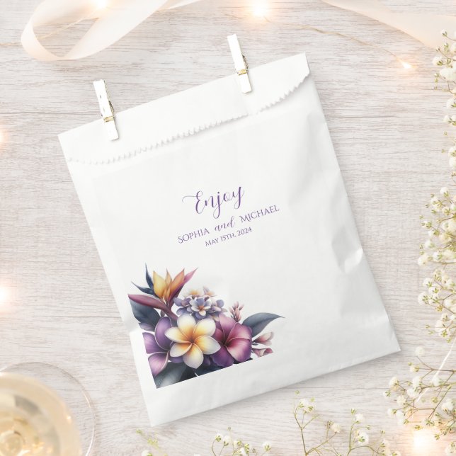 Sacolinha Casamento Floral Tropical - Obrigado- (Cortado)