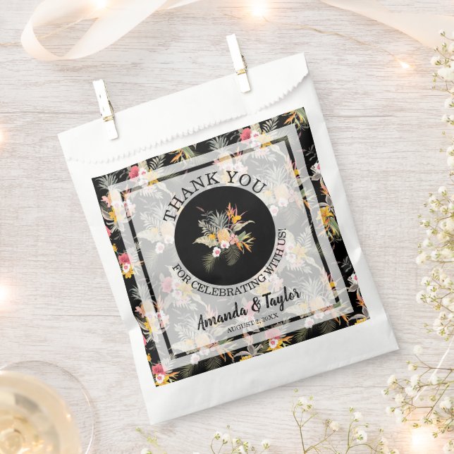 Sacolinha Casamento Floral Tropical Obrigado (Cortado)