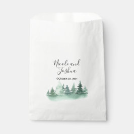 Sacolinha Casamento floresta de pinheiros aquarela rústica