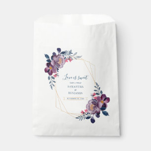 Sacolinha Casamento Geométrico Floral Purple Obrigado