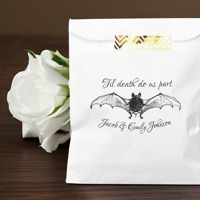Sacolinha Casamento Gótico Halloween Bat Til Morte De Til No (Gothic wedding favor bag with creepy bat)