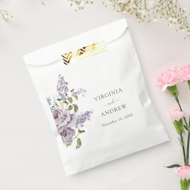 Sacolinha Casamento Lilás Elegante (Elegant Lilac Wedding Favor Bag by Painted Paperie
)