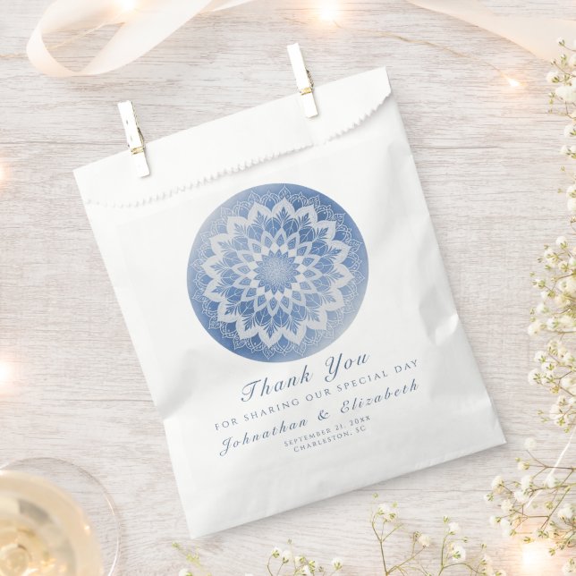 Sacolinha Casamento Mandala de Renda Azul (Cortado)