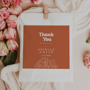 Sacolinha Casamento Minimal Terracotta Flor Selvagem Obrigad