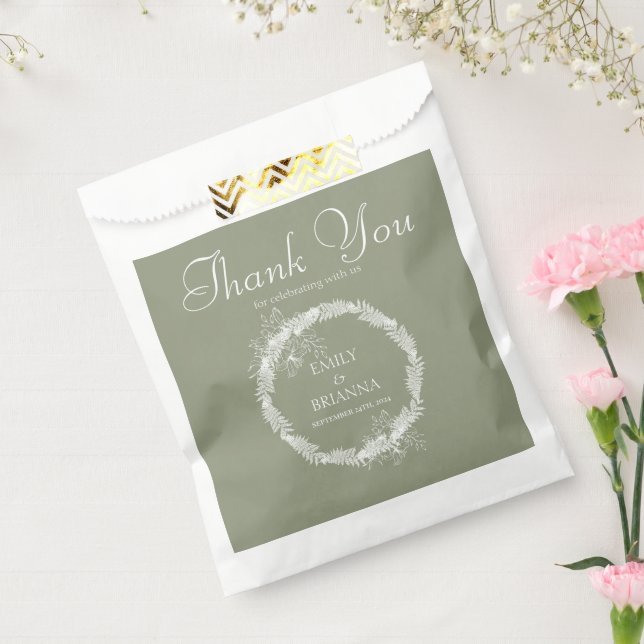 Sacolinha Casamento Minimalista Boho Sage Green (Selado)