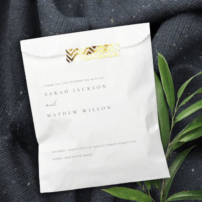 Sacolinha Casamento Mínimo de Tipografia Branca e Preta (Criador carregado)