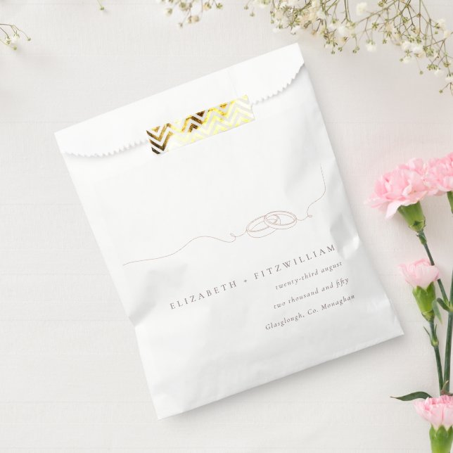 Sacolinha Casamento Mínimo Simples Anéis de Casamento Rosa E (Selado)