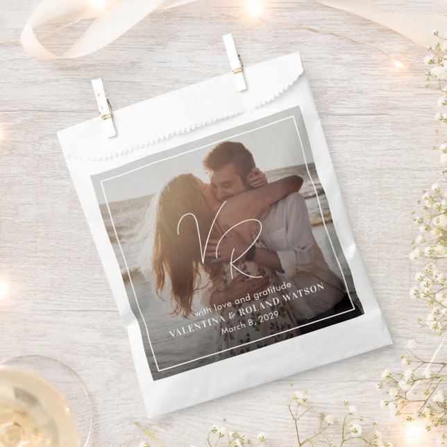 Sacolinha Casamento Moderno de Foto Branca e Preta (Cortado)