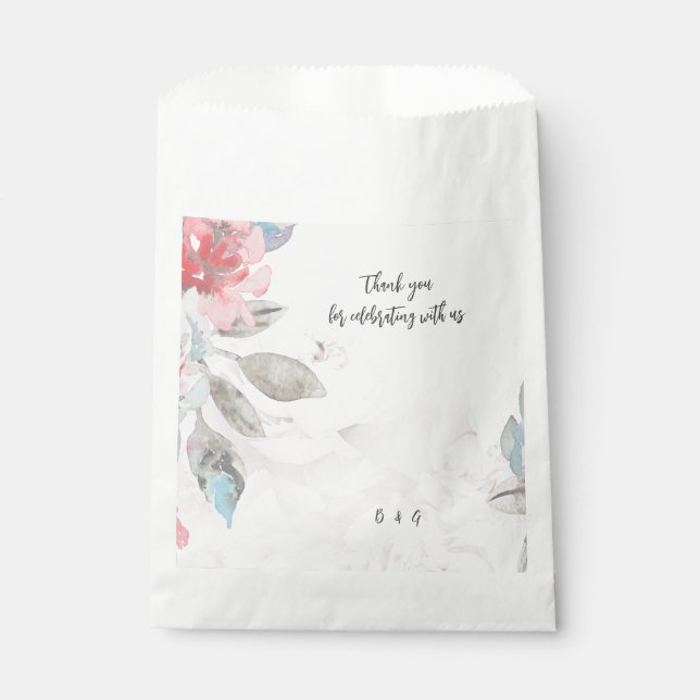 Sacolinha Casamento moderno de Rosa de pincel de Abstrato e  (Frente)