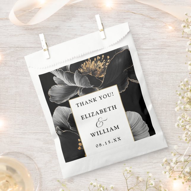 Sacolinha Casamento Moderno Floral Botânico Elegante Obrigad (Cortado)