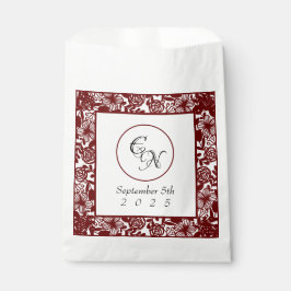 Sacolinha Casamento Monograma Branco-Borgonha Aberta