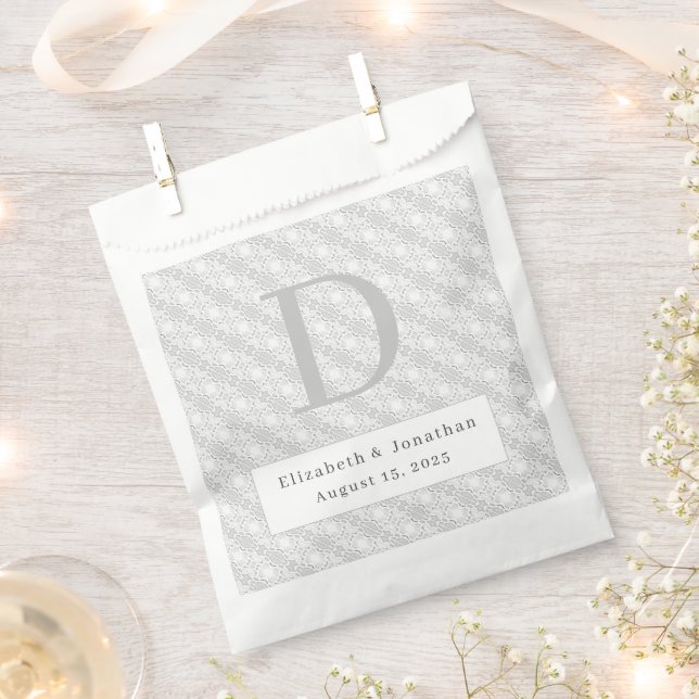 Sacolinha Casamento Monograma de Lace Branco (Cortado)