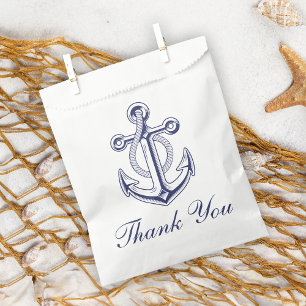 Sacolinha Casamento Náutico Azul Marinho Anchor - Obrigado