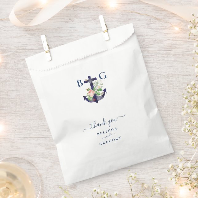 Sacolinha Casamento Náutico de Verão Anchor Floral (Cortado)