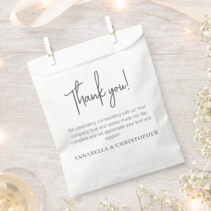 Sacolinha Casamento Obrigado Nota Na moda Minimalista