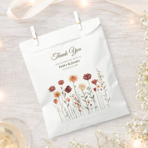 SACOLINHA CASAMENTO OUTONO FAVOR BAG BURGUNDY & ORANGE FLO