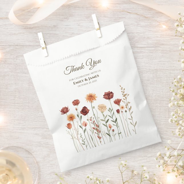 SACOLINHA CASAMENTO OUTONO FAVOR BAG | BURGUNDY & ORANGE FLO (Cortado)