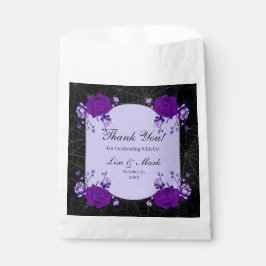 Sacolinha Casamento outono Roxo Rosa Floral Spiderweb