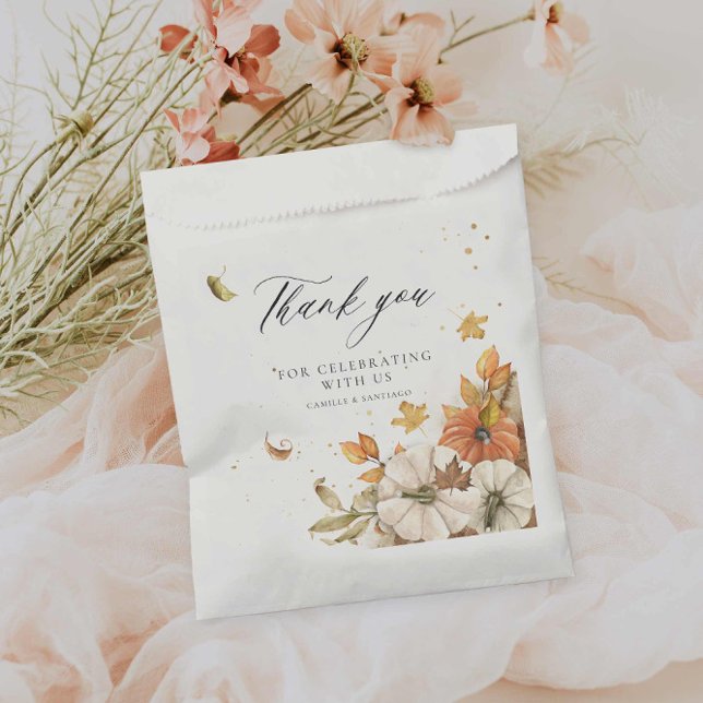 Sacolinha Casamento outono Russo Obrigado (Elegant Fall Wedding Thank you favor paper favor bag)