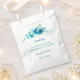 Sacolinha Casamento Personalizado De Flor Azul Elegante