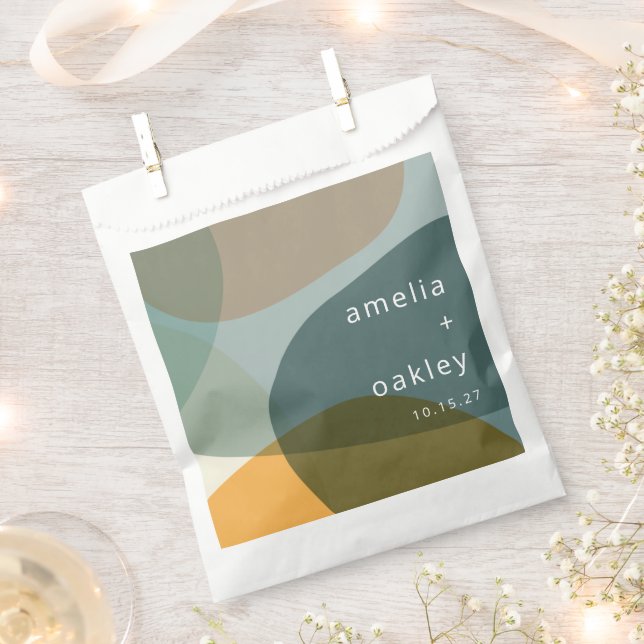 Sacolinha Casamento Personalizado de Teal Verde da Abstrato  (Cortado)