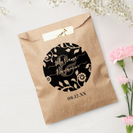 Sacolinha Casamento Personalizado Floral Negro Elegante Russ