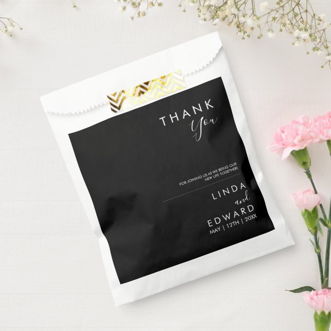 Sacolinha Casamento Preto Tradicional Minimalista Moderno (Selado)