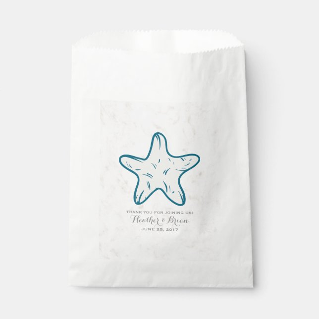 Sacolinha Casamento Real Blue Rustic Starfish (Frente)