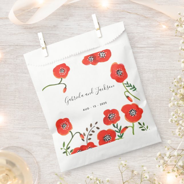 Sacolinha Casamento Red Poppy Flowers (Cortado)