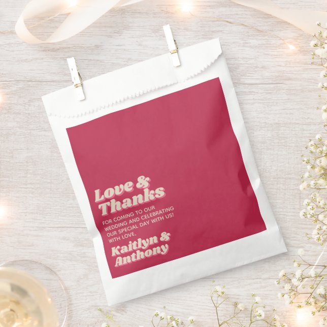 Sacolinha Casamento Retro Groovy Viva Magenta, de 70 anos (Cortado)