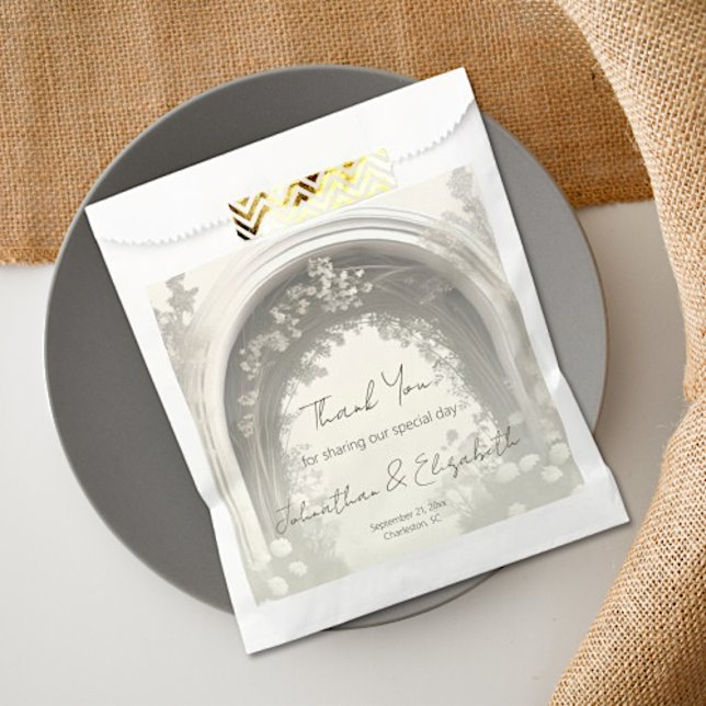 Sacolinha Casamento Romântico de Arca Botânica (Romantic Boho Botanical Arch Wedding Favor Bag)