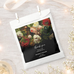Sacolinha Casamento romântico escuro elegante floral flores