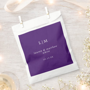 Sacolinha Casamento Roxo Real Simples Monograma Elegante
