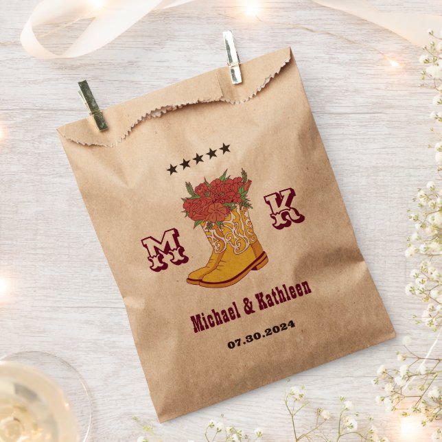 Sacolinha Casamento Russo do Monograma de Boot Floral Ociden (Cortado)