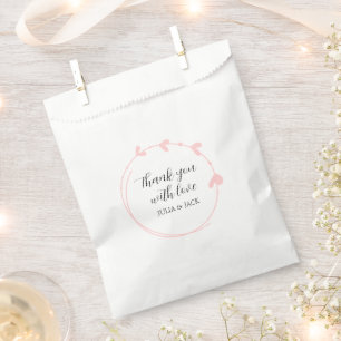 Sacolinha Casamento Simples Coração Cor-de-Rosa Esbranquiçad