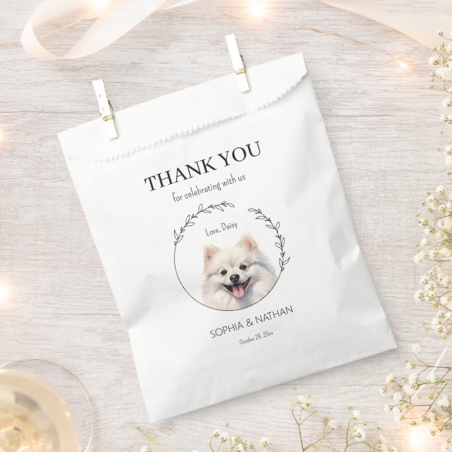 Sacolinha Casamento Simples De Cachorro Pomeraniano Obrigado (Cortado)