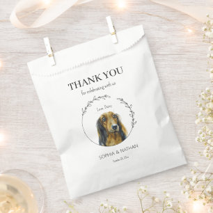 Sacolinha Casamento Simples De Cão De Dachshund Obrigado A F