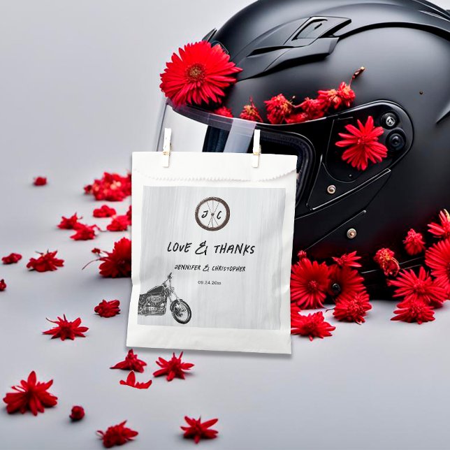 Sacolinha Casamento Tema de Aventura de Motocicletas Urbanas (Criador carregado)