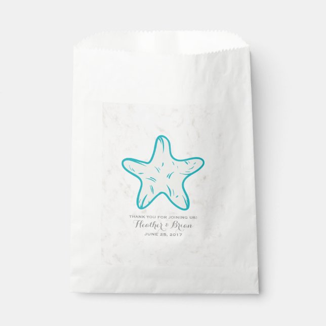 Sacolinha Casamento Turquesa Rustic Starfish (Frente)