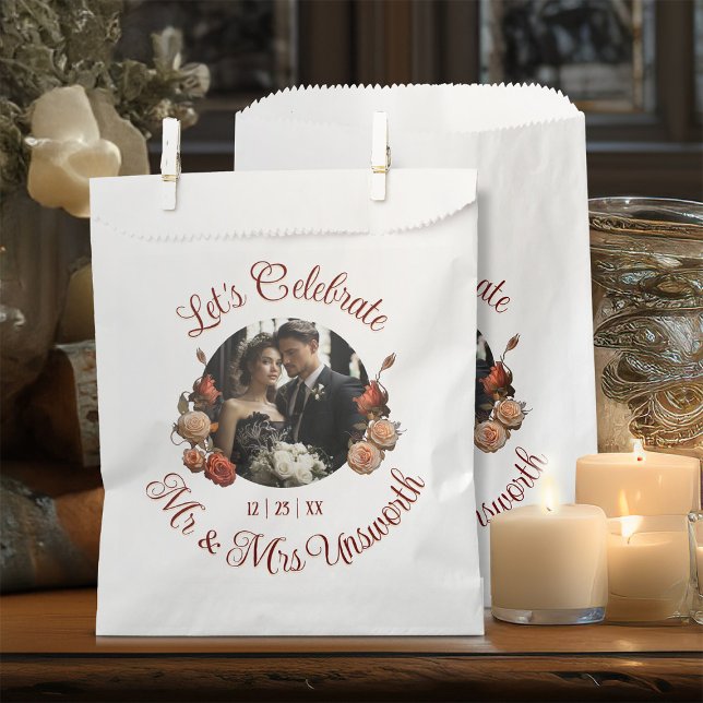 Sacolinha Celebração Blush Rosas Gothic Wedding Favor Bolsas (Pretty little romantic gift bags for celebrating with your wedding guests.)