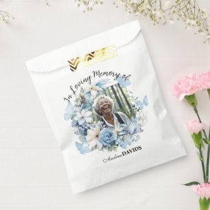 Sacolinha Celebração Da Vida 1 Foto Funeral Azul Floral