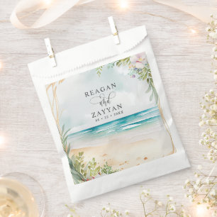 Sacolinha Cena de Casamento de Verão na Praia com Aquarela F