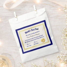 Sacolinha Certificado de Melhor Pai do Mundo Engraçado Moder