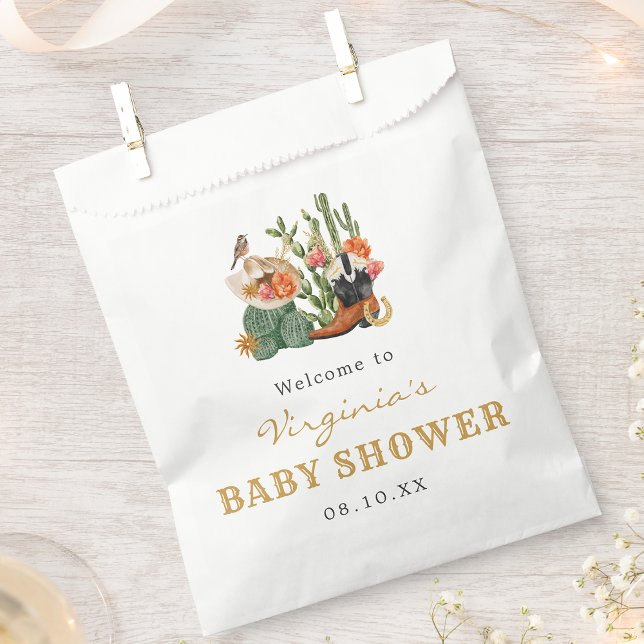 Sacolinha Chá de Bebê Boho Western (Boho Western Baby Shower Favor Bag by Painted Paperie
)