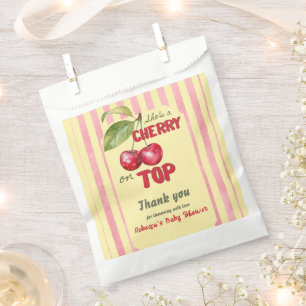 Sacolinha Chá de Bebê Cereja Retro Vermelho Amarelo